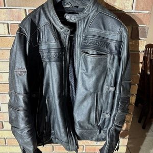 Harley-Davidson® Men's Triple Vent STEALTH Distressed Black Leather Jacket.